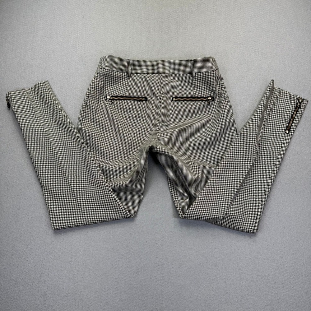 Veronica Beard‎ Houndstooth Wool Blend Skinny Trousers Black White Size 6